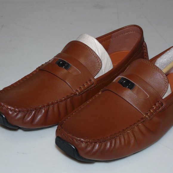 Coach Mens SIZE C Coin Leather Driver Shoes SADDLE BROWN Slip-on Loafer - Picture 1 of 3